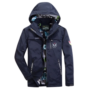 Men Hooded Outdoor Jacket Windproof Polyester Fabric Multi Pocket Military Style Casual Windbreaker For Spring Autumn Daily Wear
