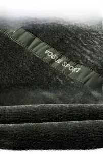 Detail of fleece fabric and Vogue Sport strap on winter men's vest waistcoat