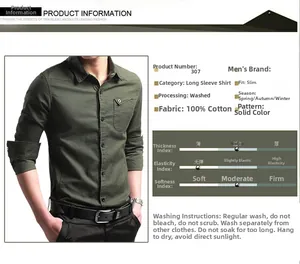Detail view of men's slim fit cotton shirt in olive green with functional chest pocket