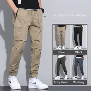 Jogging Homme Pantalon Mélange de Coton Cargo Multi Poches Pantalon de Survêtement pour Quotidien Décontracté Couleur Unie Style Japonais