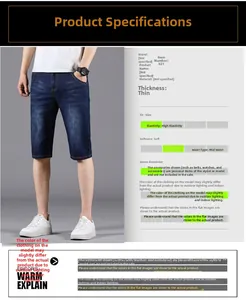 Detail view of slim straight fit dark blue denim shorts with high elasticity and soft fabric