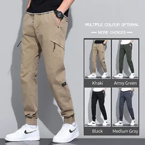 Pantalon cargo pour hommes avec plusieurs poches en kaki, vert, noir et gris