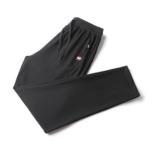 Men's Casual Straight Leg Sweatpants Loose Fit Thin Cotton Sports Trousers With Tricolor Stripe Pocket Drawstring Waist