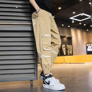 Pantaloni Jogger Cargo in Cotone da Uomo Multitasche Streetwear Casual Blu Nebbia Cachi Coulisse in Vita per Uomo