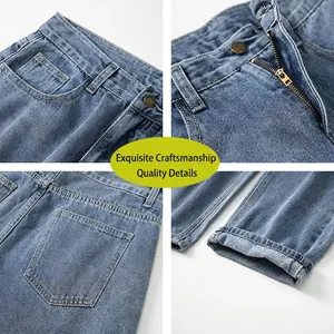 Jean classique bleu clair à coupe droite pour homme avec détails en denim de haute qualité