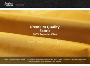 Close-up of bright yellow 100% polyester fabric texture with smooth twill weave pattern