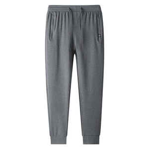 Pantalon de jogging gris foncé en coton pour homme avec cordon et poignets côtelés