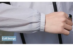 Détail des poignets élastiques sur une veste de protection solaire respirante et légère