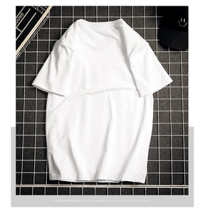 White cotton t-shirt back view showing loose fit and premium breathable fabric texture