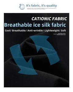 Gros plan sur un tissu cationique noir montrant sa texture respirante et anti-froissage