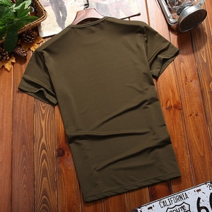 Men Casual T-Shirt Cotton Blend Army Style Printed Short Sleeve Crew Neck Breathable Loose Fit Top For Summer Daily Wear