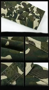 Detail of camouflage shirt cuff with reinforced double stitching and fashion buttons