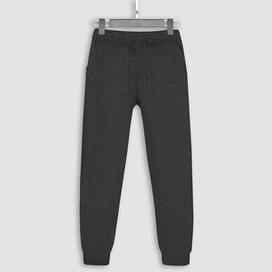 Men Jogger Pants Casual Cotton Twill Cargo Trousers With Drawstring Elastic Waist Ribbed Cuffs Solid Color Loose Fit Sweatpants