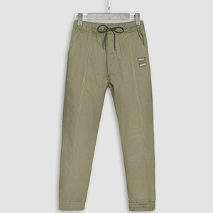 Olive green men's cargo joggers with drawstring waist and elastic cuffs for casual wear