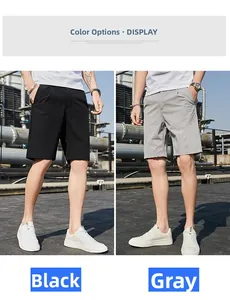 Détail montrant le short décontracté pour hommes en noir et gris avec poches
