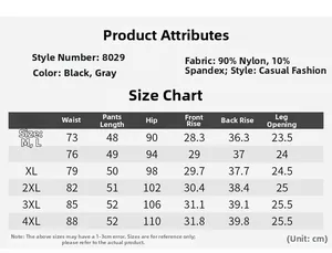 Tableau des tailles détaillé pour shorts décontractés stretch homme du M au 4XL
