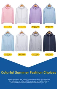 Detailed catalog of lightweight UV protection jackets for men and women in various colors