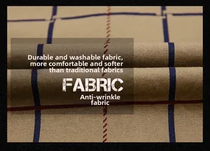 Detail of durable plaid cotton fabric with soft texture and wrinkle-resistant finish