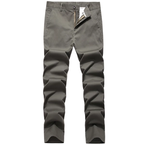 Men's Casual Chinos Breathable Cotton Blend Straight Leg Pants Plain Solid Color Daily Wear Trousers For Men