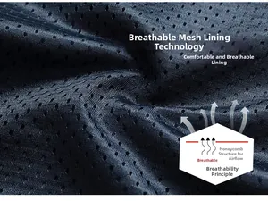 Detail of breathable mesh lining on outdoor vest showing ventilation hole structure