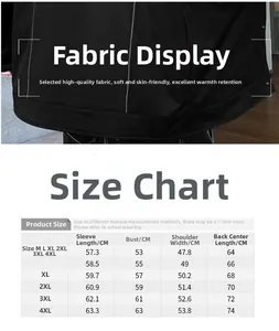 Detailed size chart for retro men denim shirt jacket with measurements from M to 4XL