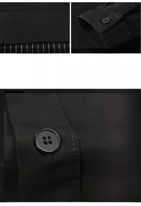Close-up of black cargo shirt featuring twill fabric texture and white letter printing