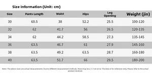 Tableau des tailles détaillé pour short cargo camouflage avec mesures de taille et longueur