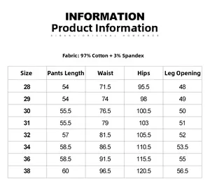 Size chart for cargo shorts showing cotton blend fabric details and measurements
