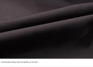 Detailed macro view of soft, skin-friendly black twill lining for men winter down jacket