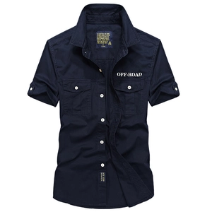Men Short Sleeve Cotton Work Shirt Casual Military Style Dual Pocket Breathable Outdoor Utility Top Male Apparel