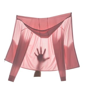 Lightweight pink hooded sun protection jacket with thin breathable mesh fabric texture