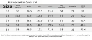Tableau des tailles détaillé pour short cargo homme en coton avec mesures de taille et hanches