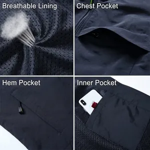 Men's solid color casual vest with breathable mesh lining and zippered pockets