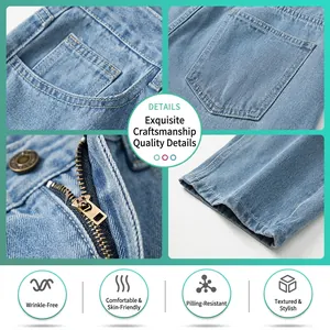 Vaqueros celestes de pierna ancha para hombre con detalles de costura y textura