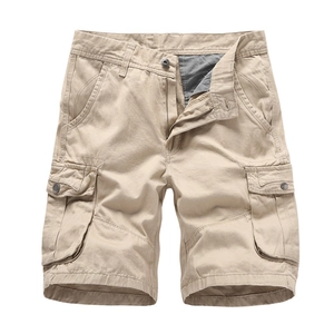 Short Cargo pour Hommes en Sergé de Pur Coton Multi-Poches Utilitaire Été Décontracté Randonnée Style Militaire Tactique