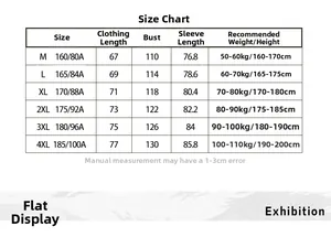 Detailed size chart for camouflage hooded jacket showing measurements from M to 4XL