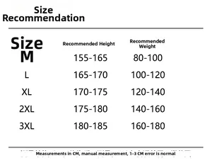 Guide des tailles détaillé pour veste homme avec taille et poids recommandés de M à 3XL