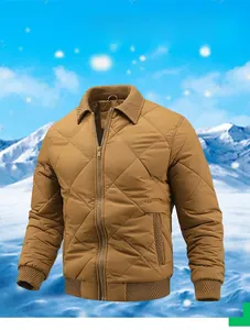 Détails de la veste matelassée pour hommes avec col côtelé et fermeture éclair métallique