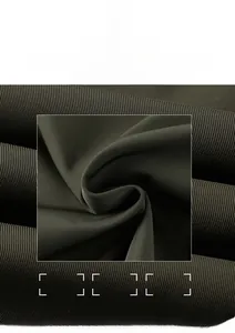 Macro detail of olive flight jacket fabric showing water-resistant and durable texture