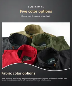 Détail de gilets de travail élastiques en cinq couleurs avec col montant zippé robuste