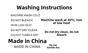 Detailed laundry care instructions and icons for the hooded winter cotton jacket