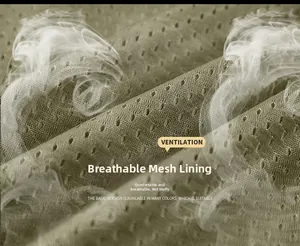 Détail de la doublure en maille respirante vert olive pour gilet utilitaire