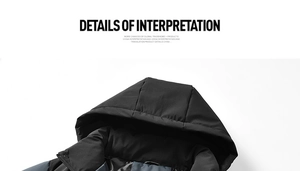 Close-up of winter jacket hood with snap button collar and ripstop fabric texture
