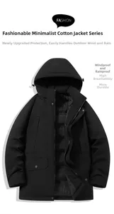 Detail view of black padded jacket with dual zipper closure and quilted lining