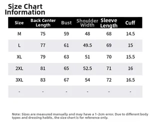 Detailed size chart for men hooded jacket showing chest, shoulder, and sleeve measurements