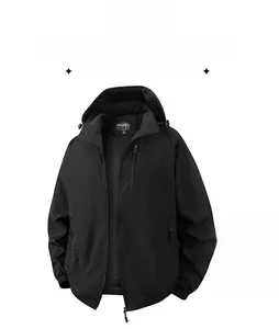 Detail of a black hooded jacket showing breathable mesh lining and durable fabric