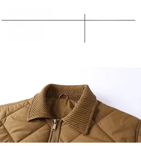Détail d'une veste matelassée marron pour homme avec surpiqûres en losange