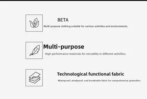Technical fabric detail showing waterproof windproof and breathable jacket features