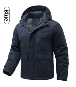 Detail of navy blue men jacket showing breathable gray mesh lining and stand-up collar