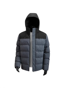 Men's Thickened Hooded Puffer Jacket Windproof Winter Warm Padded Coat Contrast Color Quilted Outdoor Casual Outwear